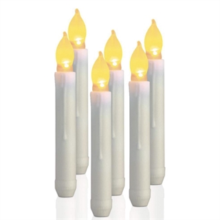 LED taper candles med flakkende flamme - 6 stk. - Hvid